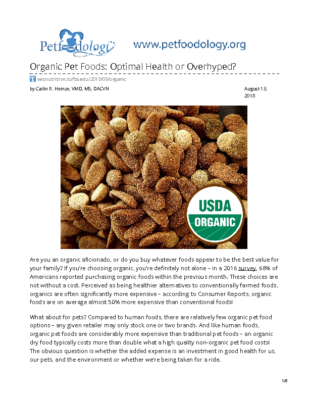 vetnutrition.tufts.edu-Organic Pet Foods Optimal Health or Overhyped